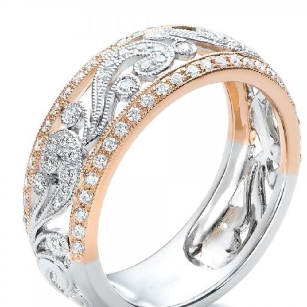 Two-tone ring with Cubic Zirconia